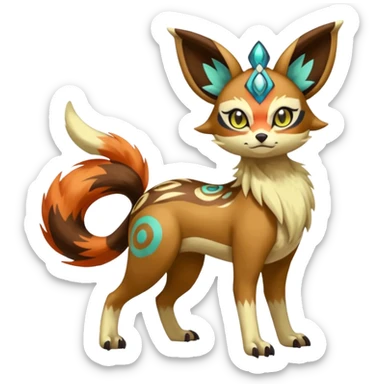 Tribal Colorful Exotic Fionbri-Kalon-Falvie-Vernid-Meloetta-Pokémon-Fakémon-Digimon-Spectrobe-hybrid-fusion, full body sticker