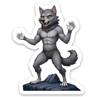 A werewolf on a cloudy night with a full moon sticker