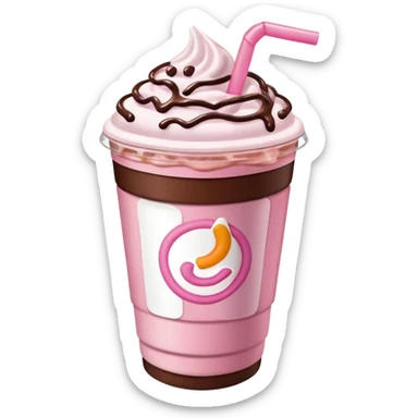 Light pink Dunkin refresher with chocolate cold foam melting into drink  sticker