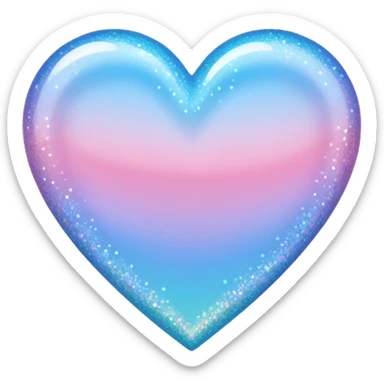 glitter heart with pastel pink to pastel blue ombre sticker