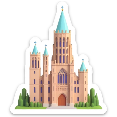 cinematic, realistic emoji of Beaumont Tower at Michigan State University in East Lansing, Michigan, straight-on perspective, featuring its iconic Collegiate Gothic architecture, lifelike detail, bright regal lighting as on a sunny day, accurate building colors sticker