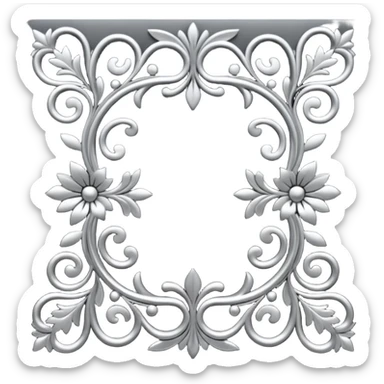 Black and silver filigree page divider, 3D, extremely detailed design sticker