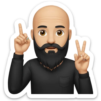 A bald man with a bushy black long beard sticking his middle finger up sticker