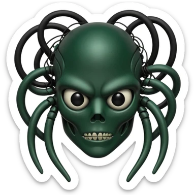 HR giger, wires, dark green, black flesh, head. dark black bones and skin sticker