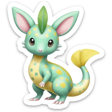 Pastel Colorful Tropical Exotic Blushing Spotted Dotted randomly Splash-marked Leavanny-Gallade-Ampharos-Inteleon-Nidoqueen-Fakémon-Pokémon-hybrid-fusion-creature, full body sticker