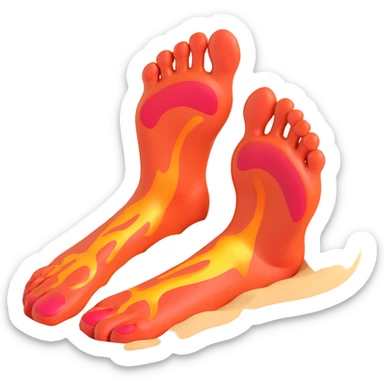 foot stepping on scorching hot beach sand with heat waves rising, showing pain without blood sticker