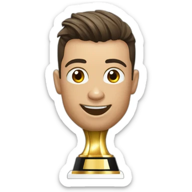 Cristiano ronaldo whit a trophy of the fifa world cup sticker