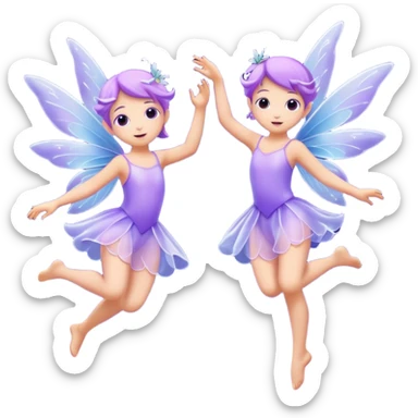 little purple fairies are dancing in the sky sticker