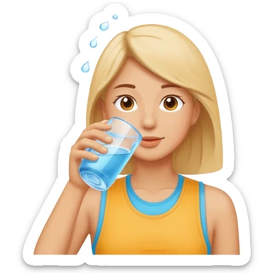Emoji of a person drinking water, healthy and refreshing feeling, simple flat emoji style, bright colors, clean lines, no text, transparent background. sticker