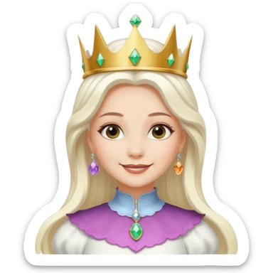 The Good Witch from The Land of Oz with long white blonde hair, white outfit and crown sticker