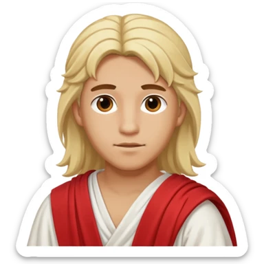 Adonis, Desire God from Rome Mythology with long blonde hair, red and white outfit, sticker