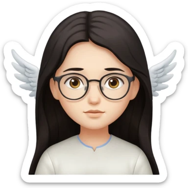 Angel with eyeglasses and long dark hair sticker