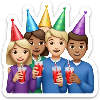 A group of hungry people having soda. sticker