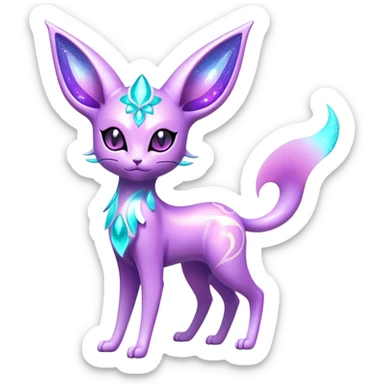 Shiny Exotic Nebulae Tropical Colorful Neon-colored Glittery Ethereal Sparkly Espeon-Amaura-Aurorus-Fakémon-hybrid-creature (full body)  sticker