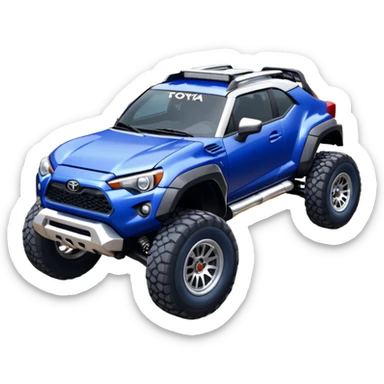 Rally race car Widened roof Long wheelbase widened pearly midnight satin dark blue 2nd generation 2025 Toyota GR86 off-road racer chrome nerf bars,side steps mounted under-door-sill climbing rock sliders, and silver satin wheels  sticker