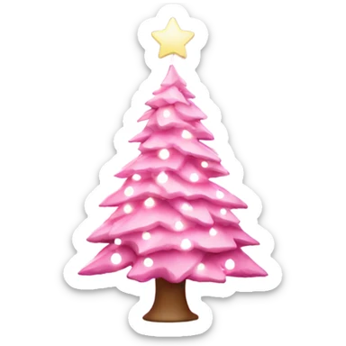 Pink Christmas tree with white lights  sticker
