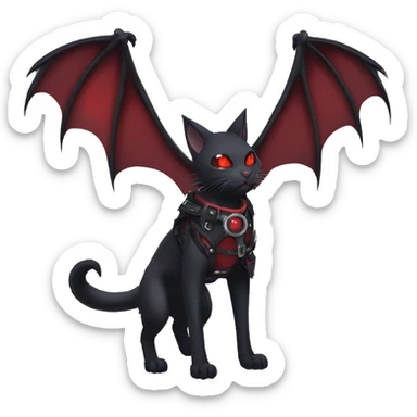 cool edgy black punk red ethereal fantasy nargacuga-bat-cat-Fakemon collar harness full body sticker