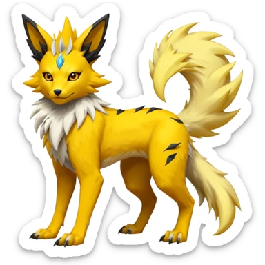 Feral Quadrupedal Digitigrade Luxray-Jolteon-Renamon-Zeraora-Vernid-Sergal-fusion-hybrid-creature, full body  sticker