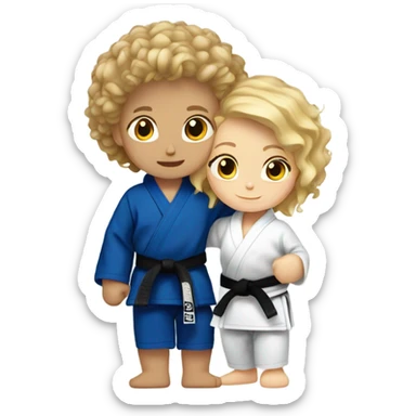 Girl and boy doing Jiu jitsu (boy has curly brown hair and girl is blonde) sticker