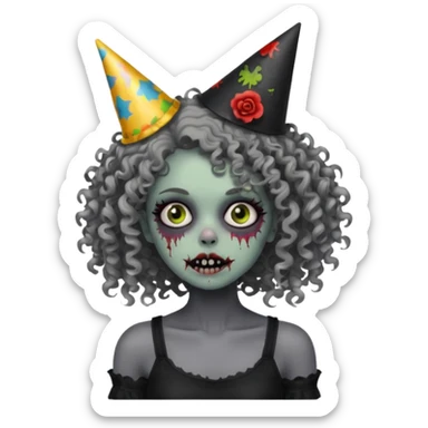 Black side party curly head girl zombie pale skin black crop top  sticker