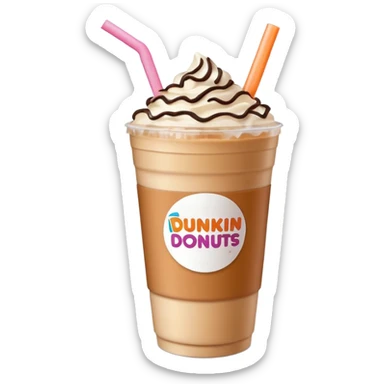 Dunkin’ Donuts iced latte with a carton of coffee milk next to it sticker