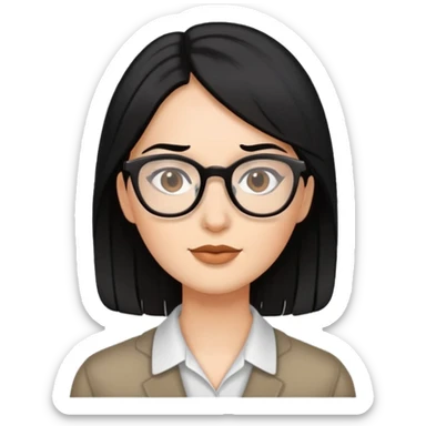 perempuan berambut hitam dengan sedikit berwarna coklat memakai kacamata sticker