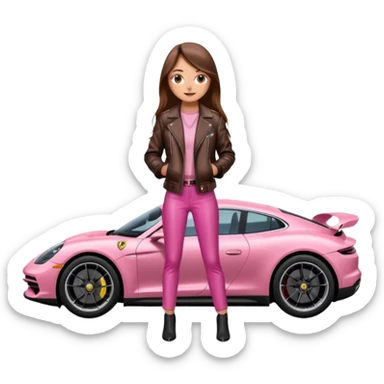 pink Porsche taycan with girl sticker