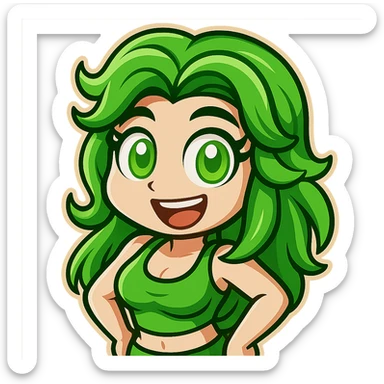 Extract only the girl's face from the image, keeping the same chibi stickers cartoon style and quality, with a transparent background. Make her expression cheerful and bright. sticker