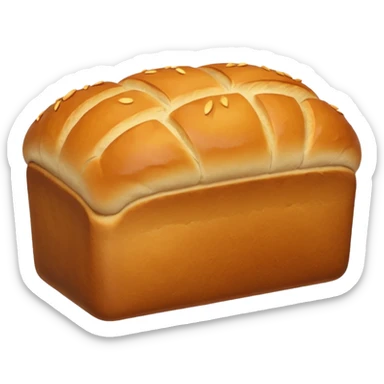 loaf bread object icon, classic bread loaf, golden brown crust, soft texture, 3D cartoon, mobile game icon style, centered, clean background, no text, no watermark
 sticker