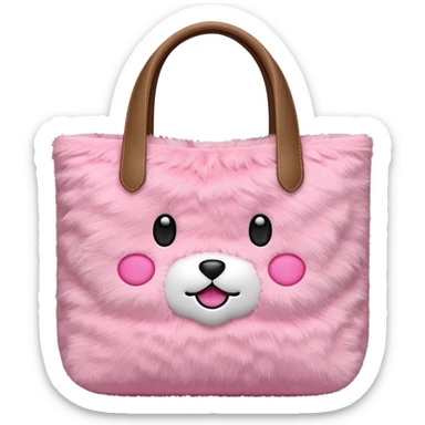 pink plush tote bag  sticker