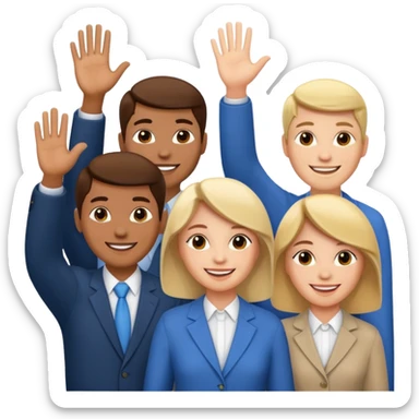 standing and saying goodbye a group of coworkers to right side sticker