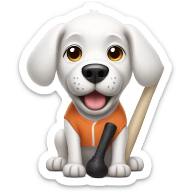 White Dog with Baseball Bat sticker