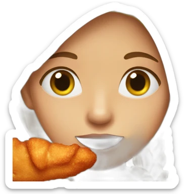 A girl eating a chicken wing sticker