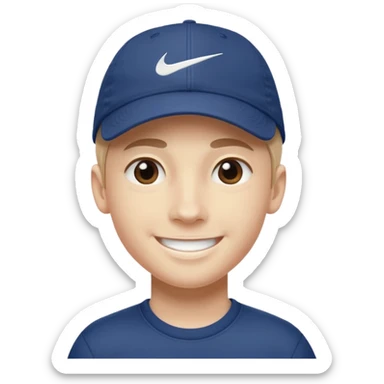Quiero un emojis con una cara de niño con uno gorra de lado de Nike y sonriendo como los emojis de iPhone  sticker