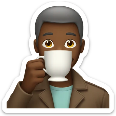 Holding a cup of tea in front of the face, so that the face is hidden sticker