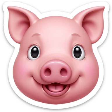 Cinematic Comical Pig Portrait Emoji, Head tilted dramatically with an exaggeratedly amused expression, featuring a striking rosy-pink hide with a playful snout and wide, expressive eyes filled with playful disbelief, Simplified yet hilariously expressive features, highly detailed, glowing with a slightly sassy glow, high shine, dramatic yet playful, stylized with an air of cheeky mischief, bright and endearing, soft glowing outline, capturing the essence of a spirited and over-the-top pig, so meme-worthy it feels like it could oink its way into internet fame instantly! sticker