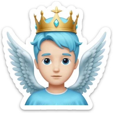 an angel with a cyan crown on his head, 4 wings sticker