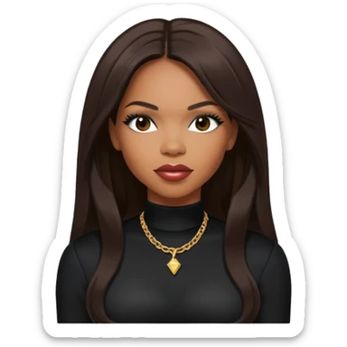 Tenitra Michelle Williams, R&B Singer (b.1979) from Destiny's Child with long dark brown hair, medium dark skin, black outfit sticker