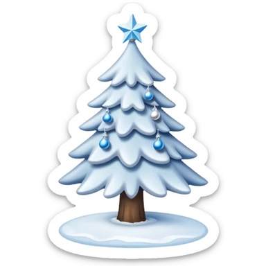 White christmas tree with dozens of cold theme decoration  sticker