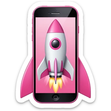 mix light pink dark pink and white girly phone ui rocket sticker