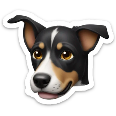 Perrito negro con una oreja parada y la otra no   sticker