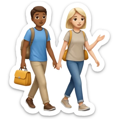 iOS emoji style. 2 friends walking and talking sticker