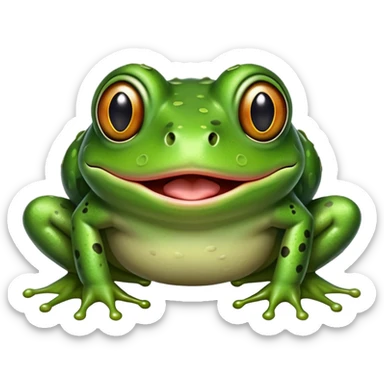 frog trying to catch a fly with tongue out and crossed eyes sticker