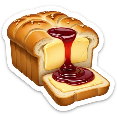 a loaf of bread with butter and jam sticker