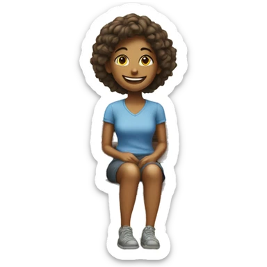 smiling girl on outdoor bench sticker