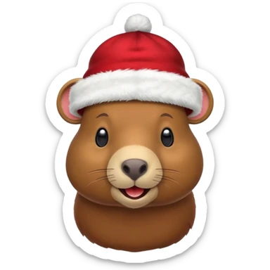 Una capibara con gorro navideño sticker