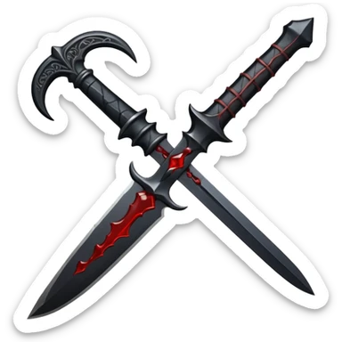 iOS emoji, dark fantasy dagger, obsidian blade, runes, blood drop, clean render, minimalism sticker