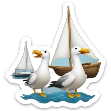 two albatrosses and one sailboat sticker