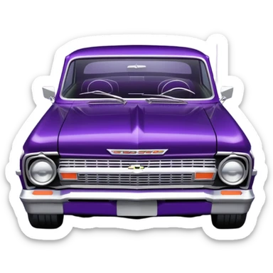 futuristic Jetson’s midnight-dark-purple stealthy black metallic 1965 Chevy Nova SS street rat rod  understated  sticker