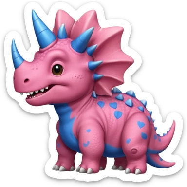 Triceratops cute pink kawei in love with Blue t-Rex  sticker